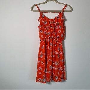 LUSH Red Floral A-Line Dress with Lining Small